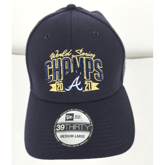 Atlanta Braves 2021 World Series Hat Cap New Era 39thirty Champs Medium‎ Large - Picture 2 of 14